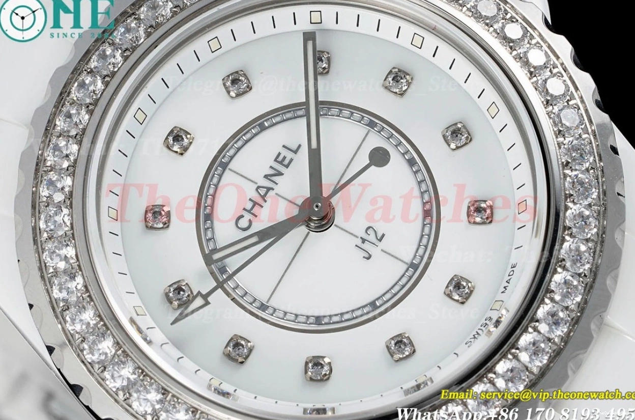 Swiss J12 Cer 33mm Ceramic Dia Dial White Quartz XF Ladies 0514